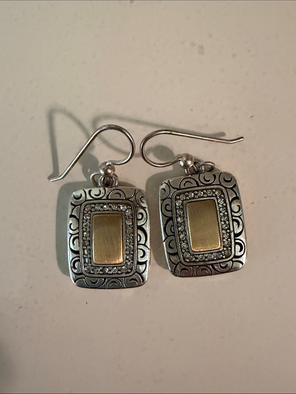 Brighton Shadow Play Two-Tone Rectangular Drop Earrings - Gold & Silver